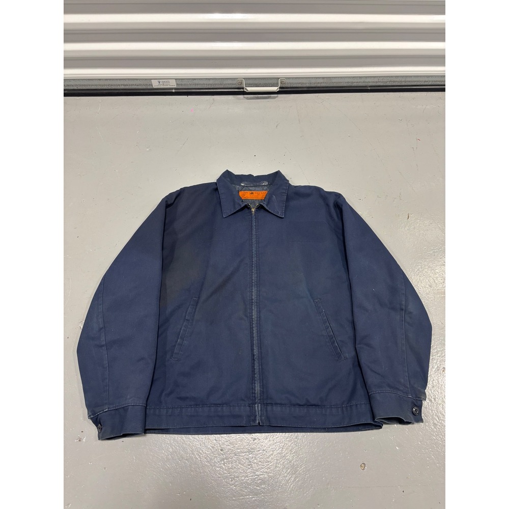 Red Kap Mens Vintage Navy Blue Quilted Lined Work Jacket JT22NV2 Large USA Made
